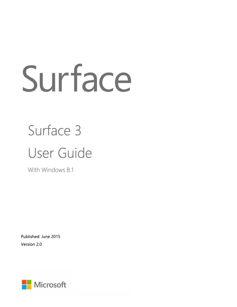 Imagen de la primera página del manual del dispositivo Surface 3 LTE