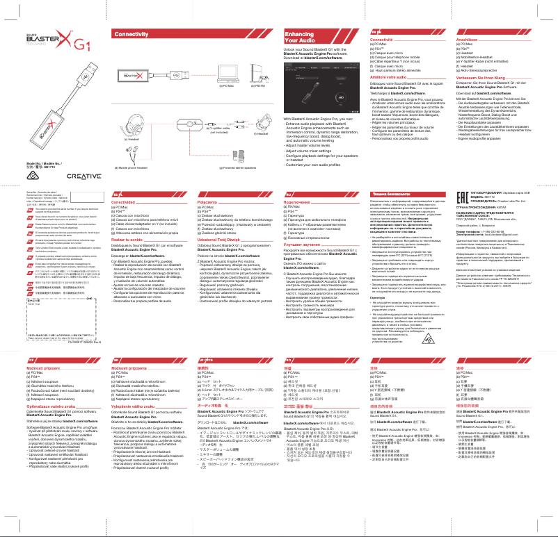 Página nº 1 - Manual de usuario Creative Sound BlasterX G1 7.1