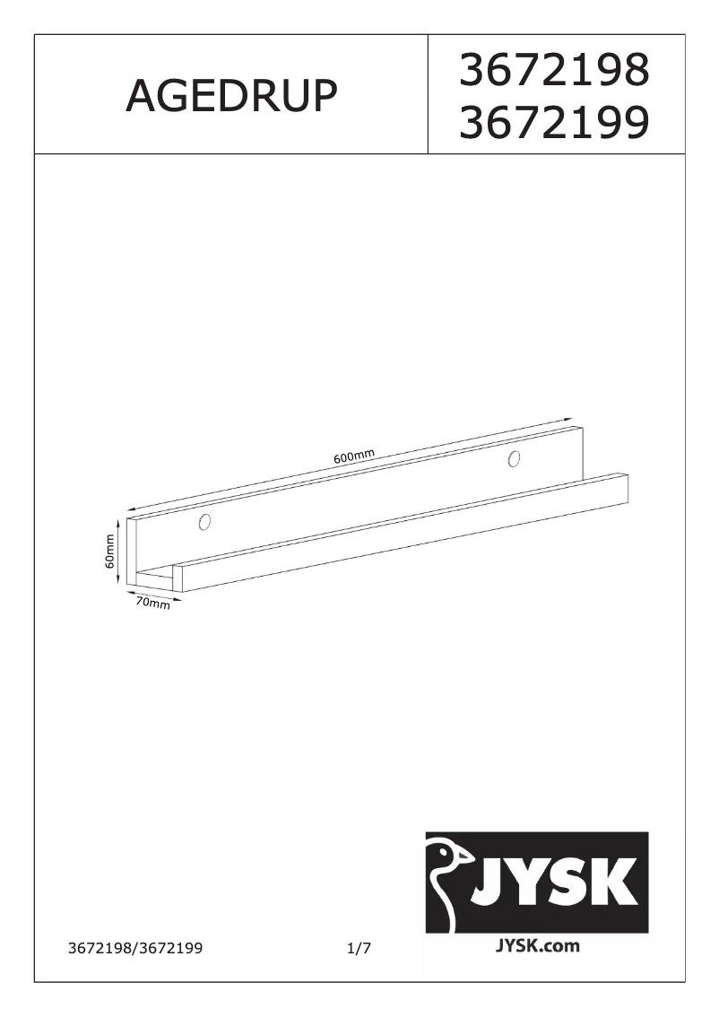 Página 1 del manual Manual de usuario JYSK Agedrup (60x6x7)