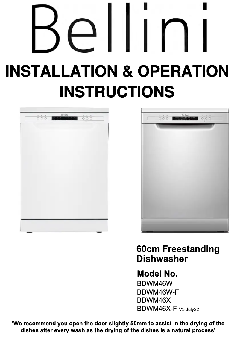 Página 1 del manual Manual de usuario Bellini BDWM46W