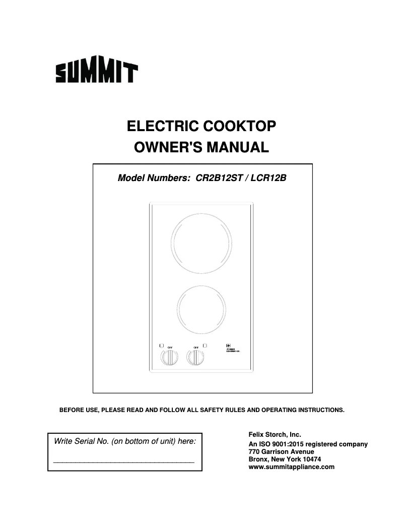Imagen de la primera página del manual del dispositivo CR2B12ST