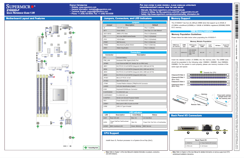 Imagen de la primera página del manual del dispositivo X10SDD-F