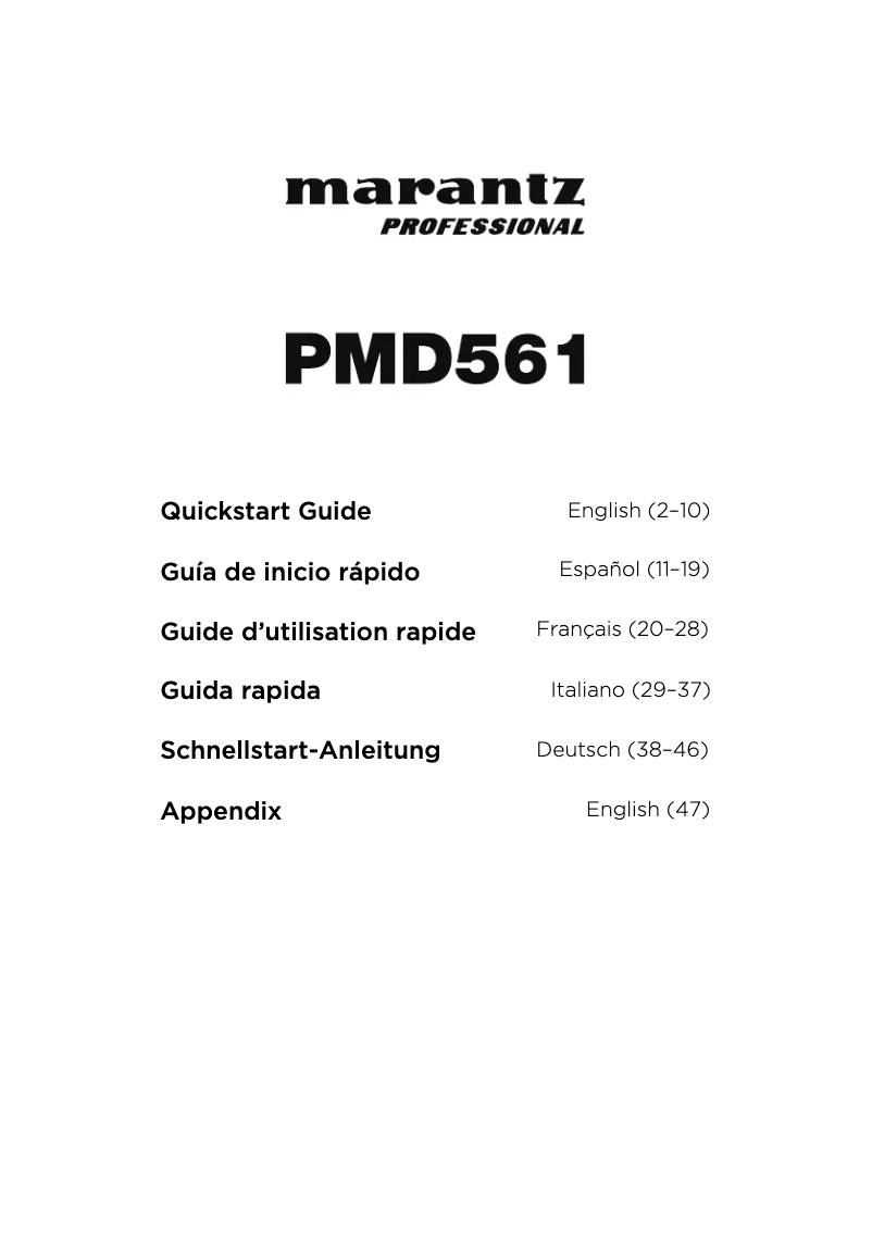 Página 1 del manual Guía de inicio rápido Marantz PMD561