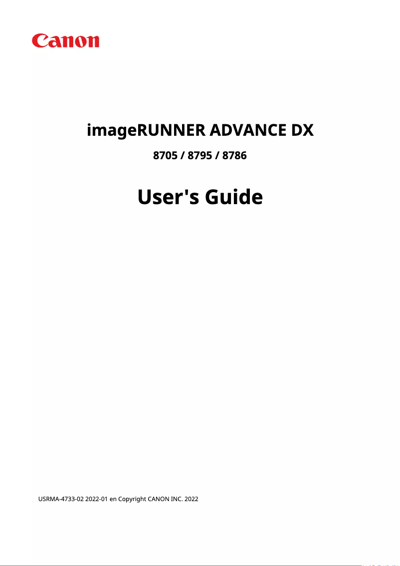 Imagen de la primera página del manual del dispositivo imageRUNNER ADVANCE DX 8705