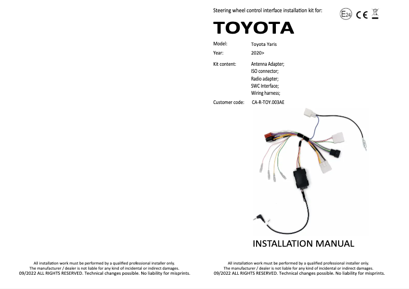 Página 1 del manual Manual de usuario Pioneer CA-R-TOY.003AE