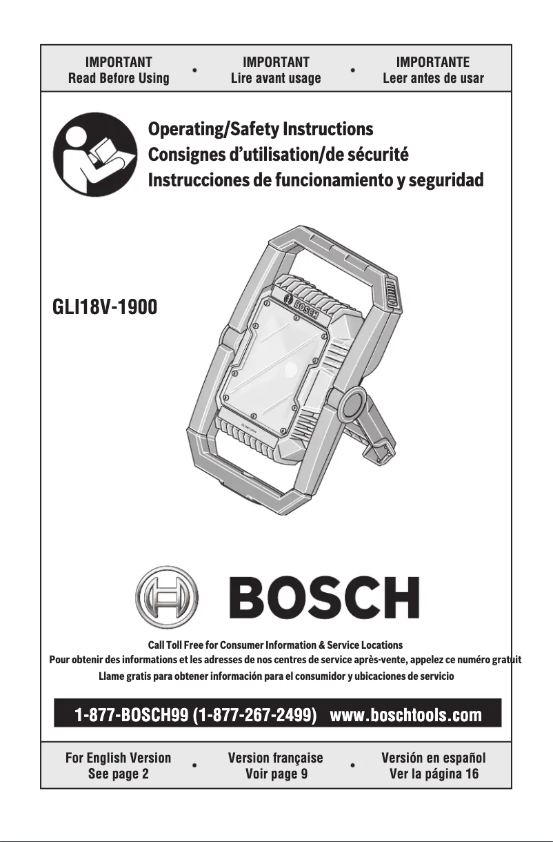 Página nº 1 - Manual de usuario Bosch GLI18V-1900N