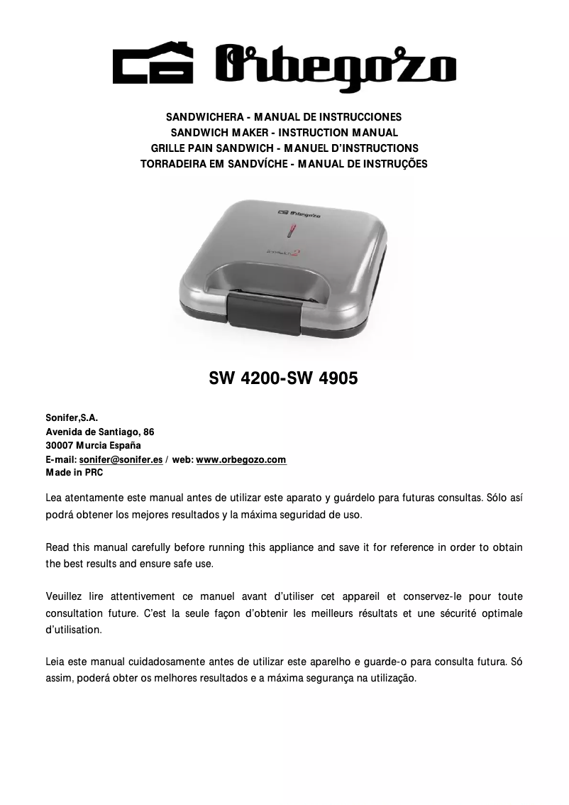 Página nº 1 - Manual de usuario Orbegozo SW 4905
