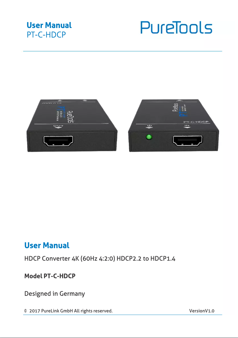 Página 1 del manual Manual de usuario PureLink PT-C-HDCP
