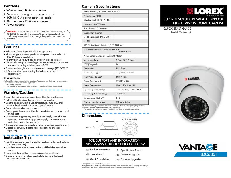 Página nº 1 - Manual de usuario Lorex LDC6051