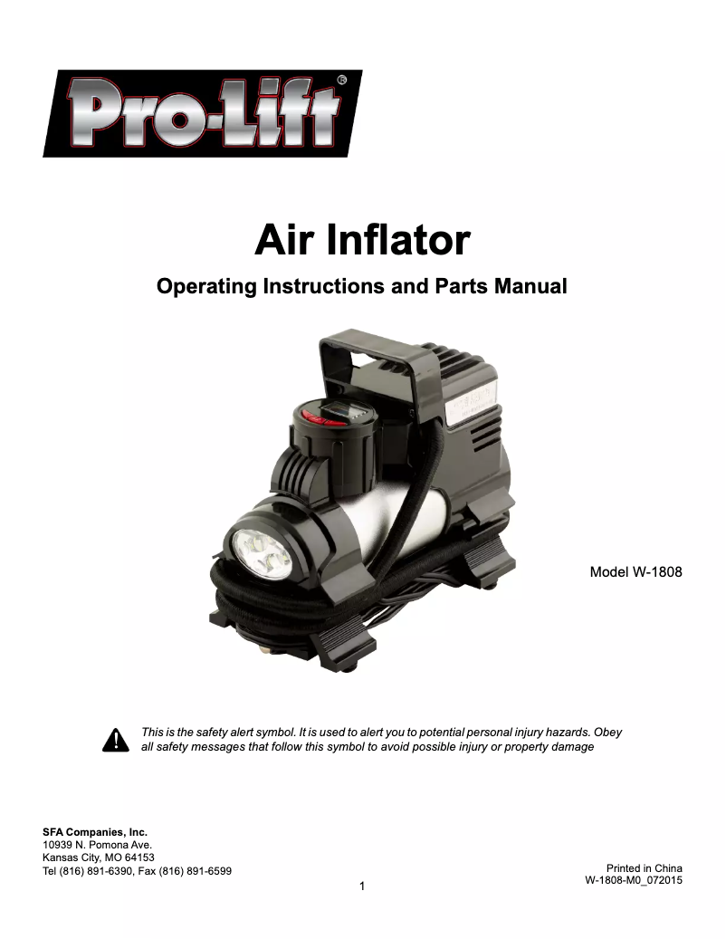 Página nº 1 - Manual de usuario Pro-Lift W-1808