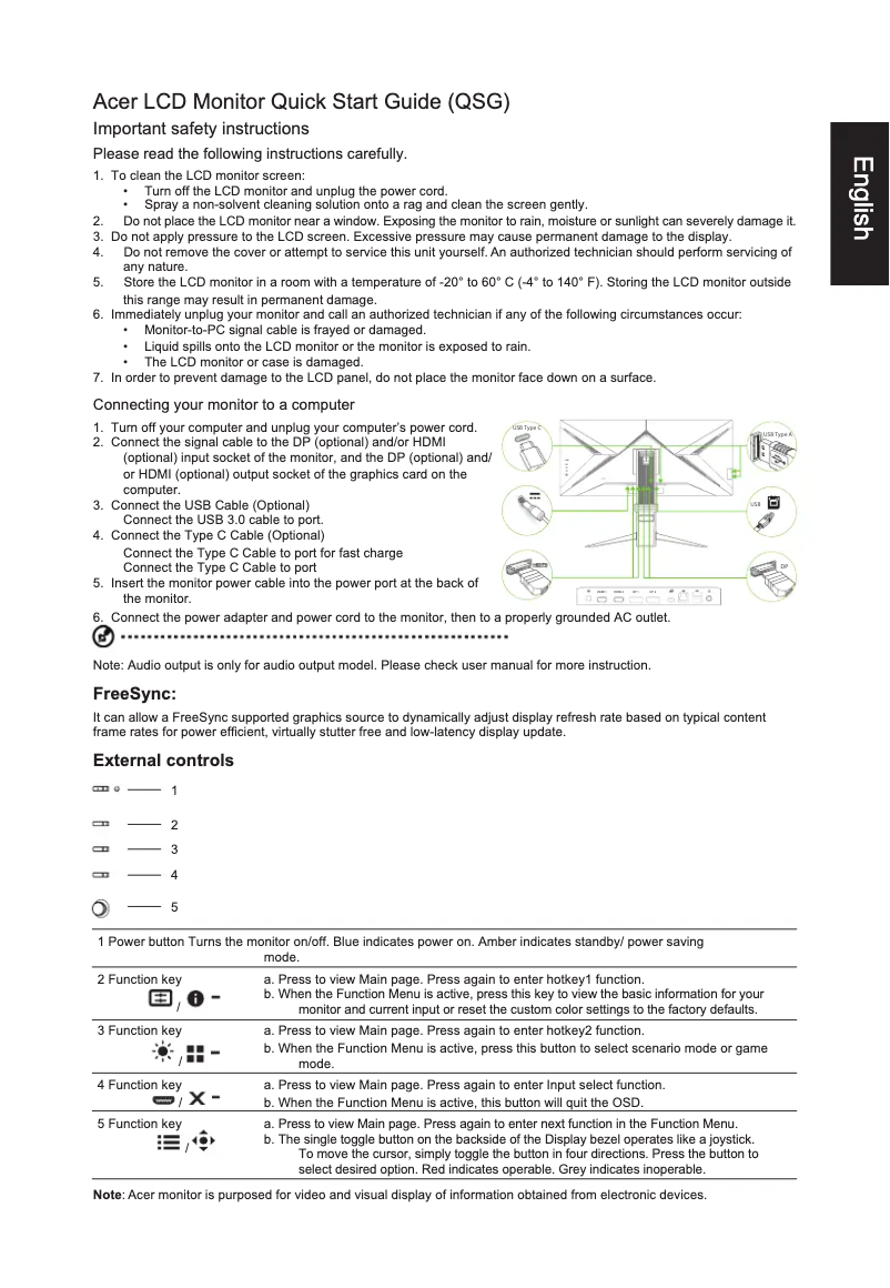 Página 1 del manual Guía de inicio rápido Acer XR343CKP
