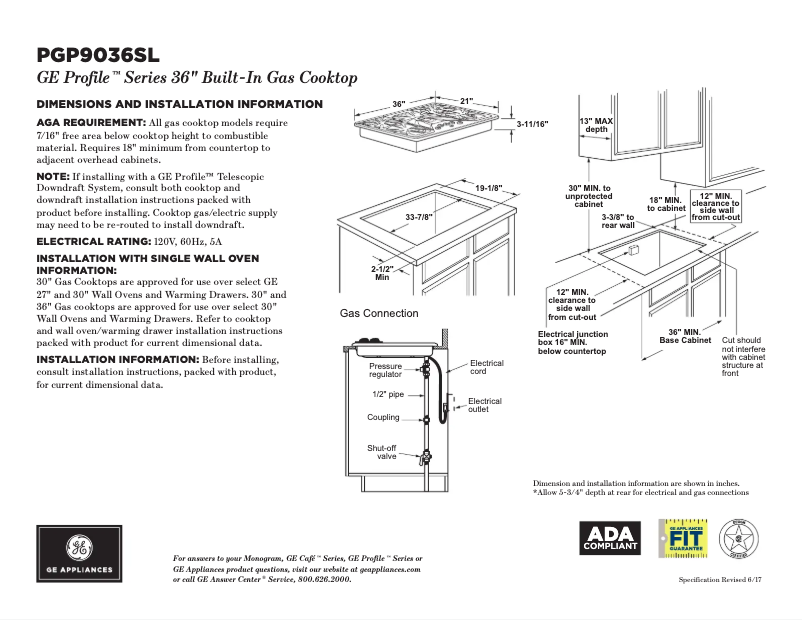 Página 1 del manual Ficha técnica GE Profile PGP9036SLSS