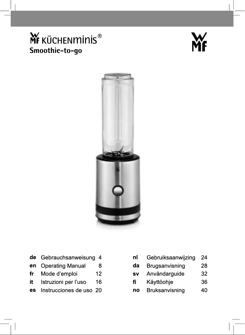 Imagen de la primera página del manual del dispositivo Smoothie-to-go