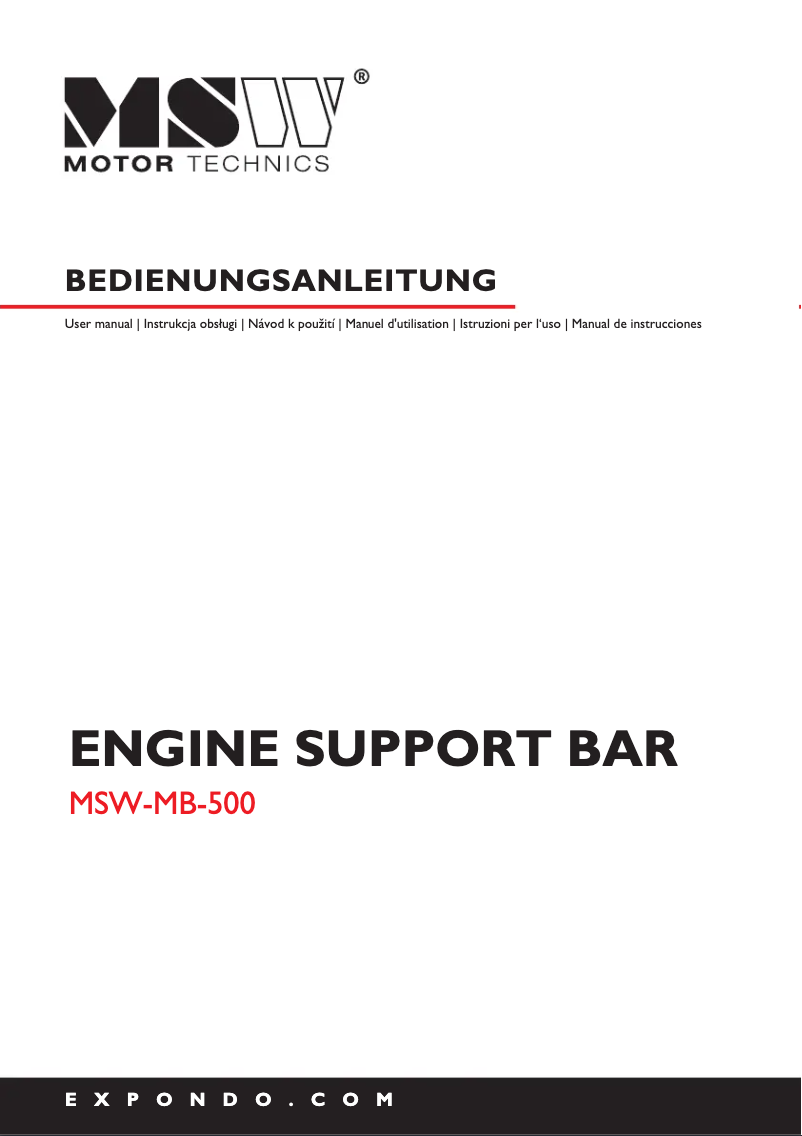 Imagen de la primera página del manual del dispositivo MSW-MB-500