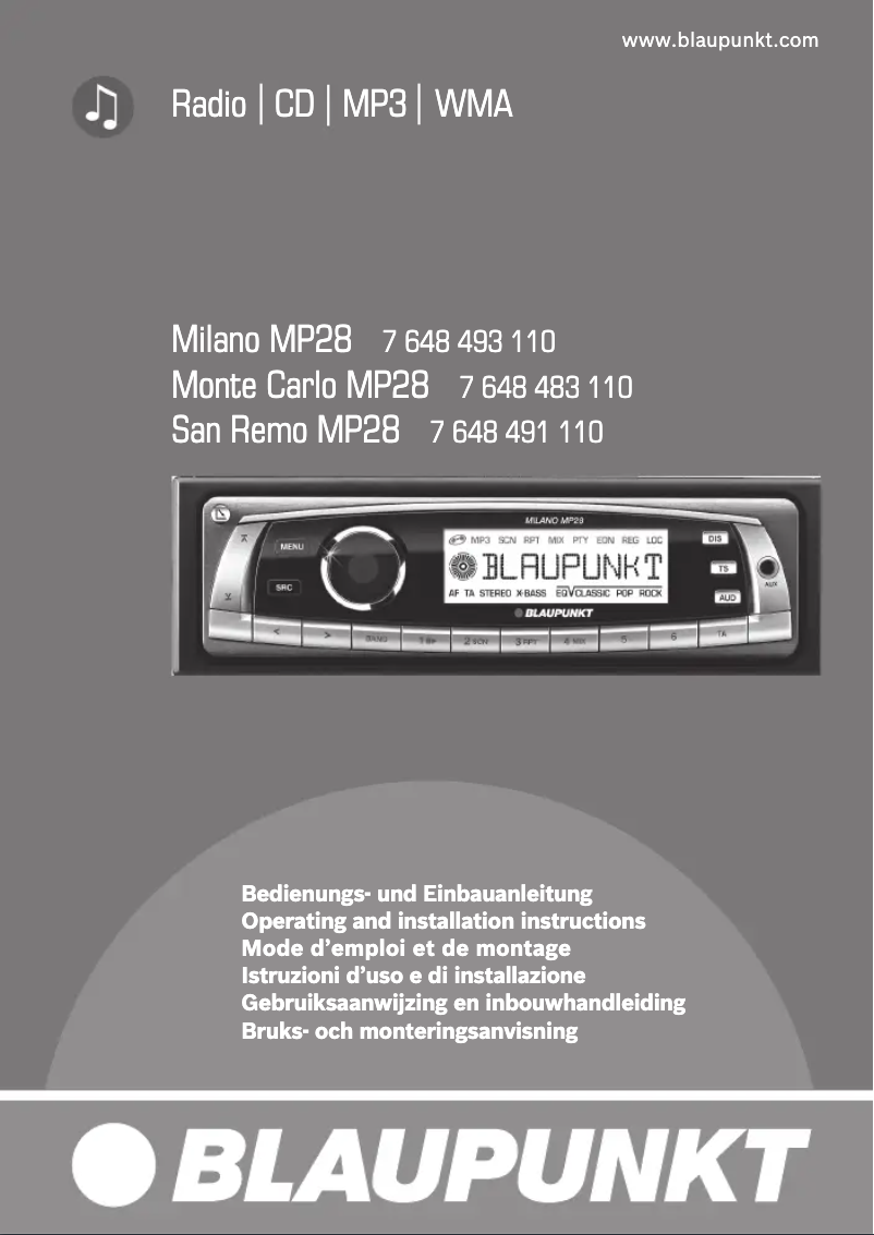 Página nº 1 - Manual de usuario Blaupunkt Milano MP28
