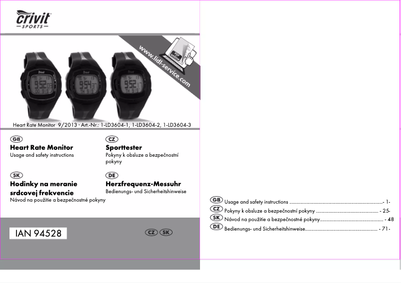 Página 1 del manual Manual de usuario Crivit 1-LD3604-3 IAN 94528