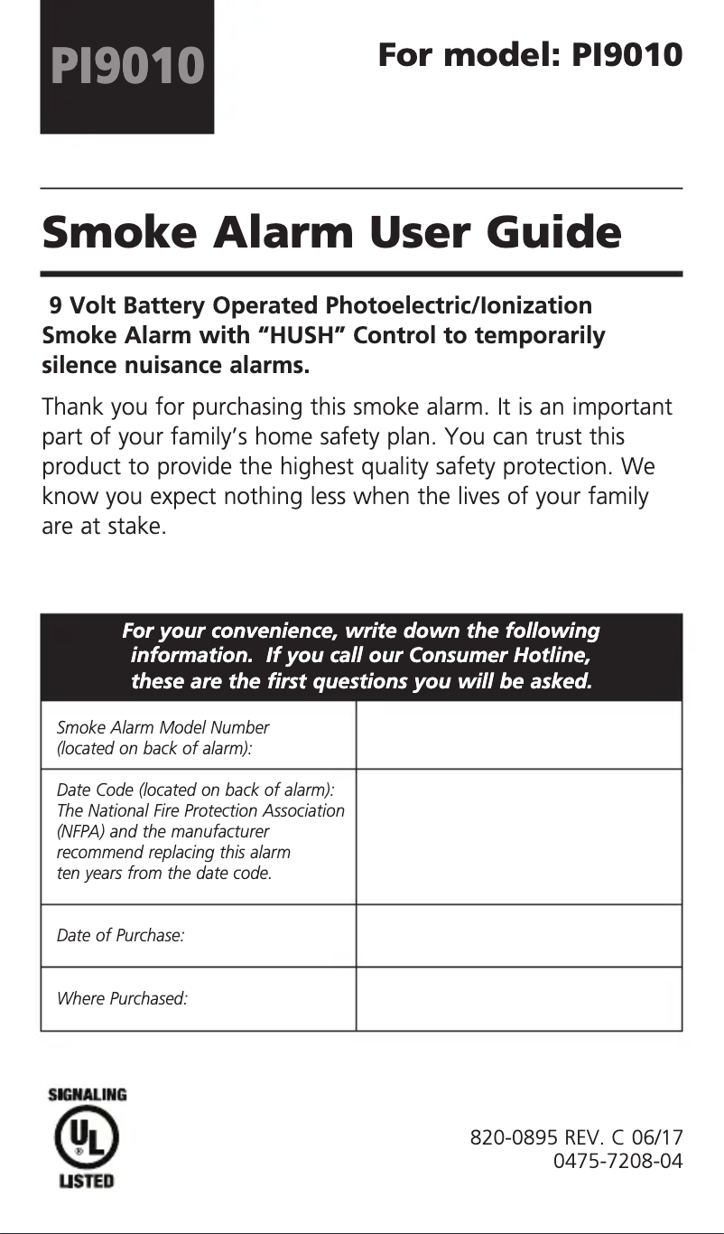 Página 1 del manual Manual de usuario Kidde Pi9010