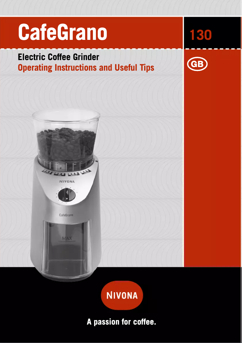 Imagen de la primera página del manual del dispositivo CafeGrano 120