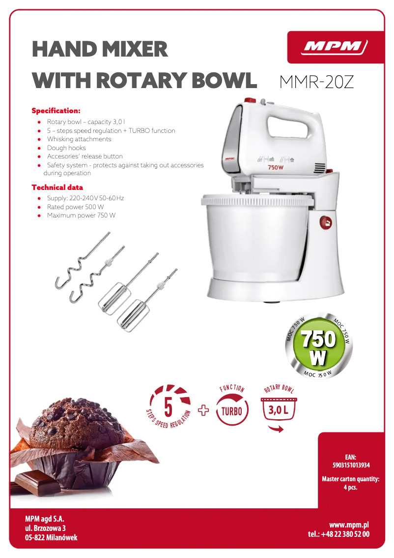 Página 1 del manual Ficha técnica MPM MMR-20Z