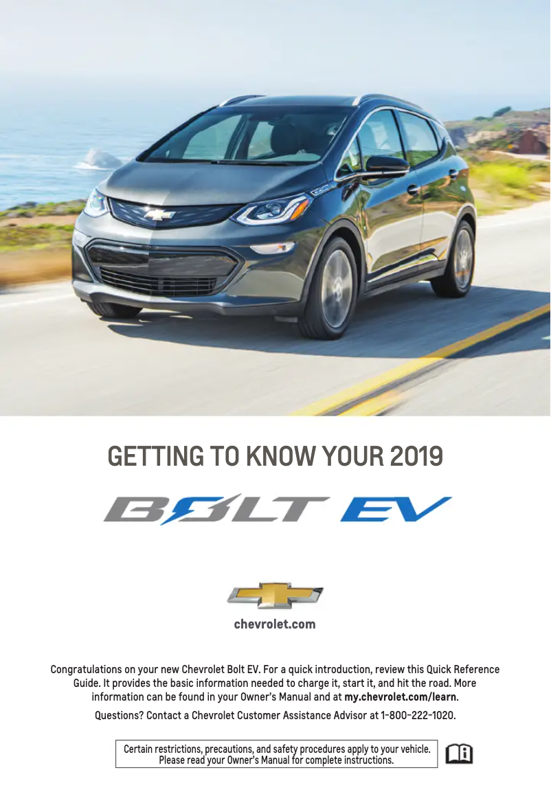 Página 1 del manual Guía de inicio rápido Chevrolet Bolt EV (2019)