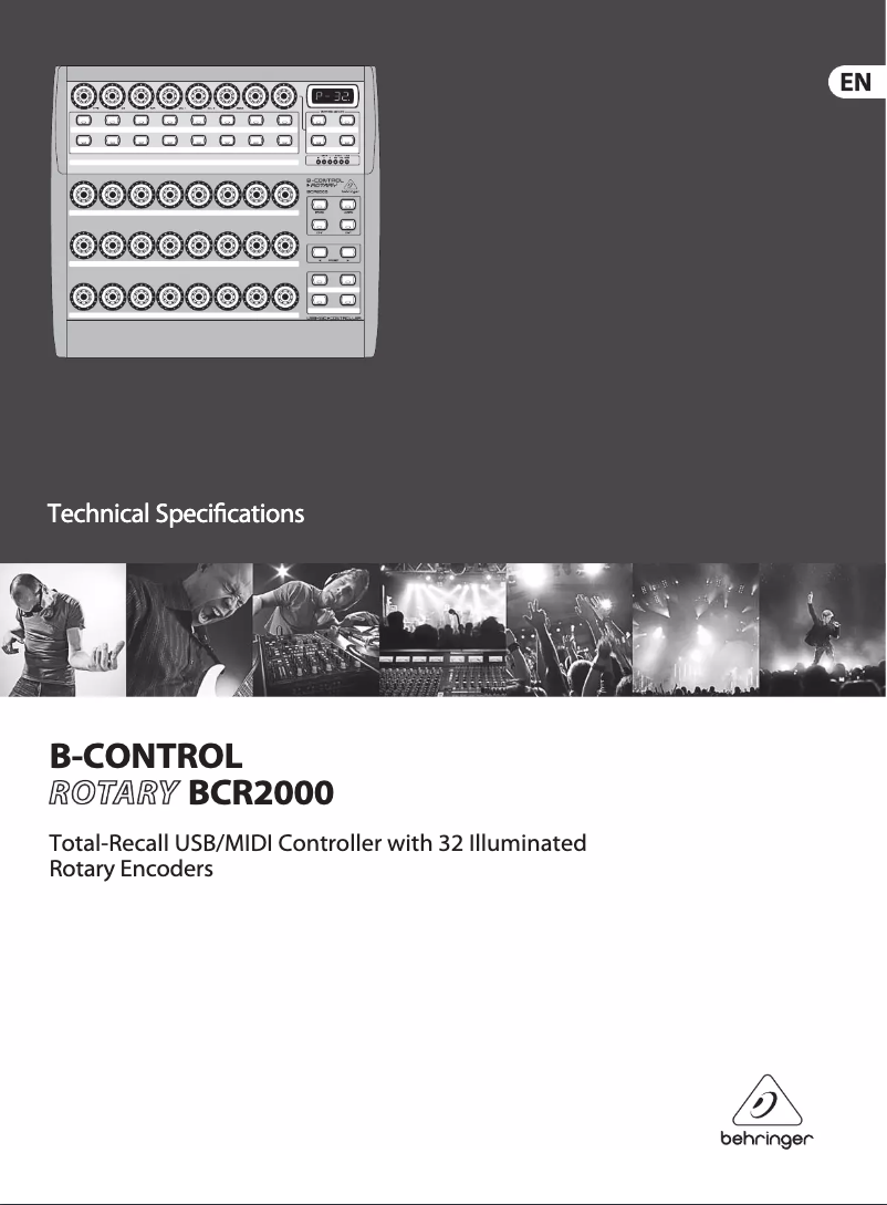 Imagen de la primera página del manual del dispositivo BCR2000