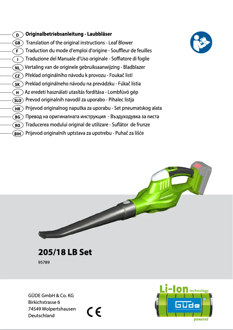 Página 1 del manual Manual de usuario Güde 205/18 LB Set