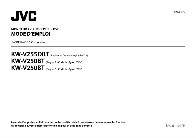 Imagen de la primera página del manual del dispositivo KW-V250BT