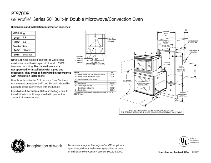 Imagen de la primera página del manual del dispositivo Profile PT970DRWW