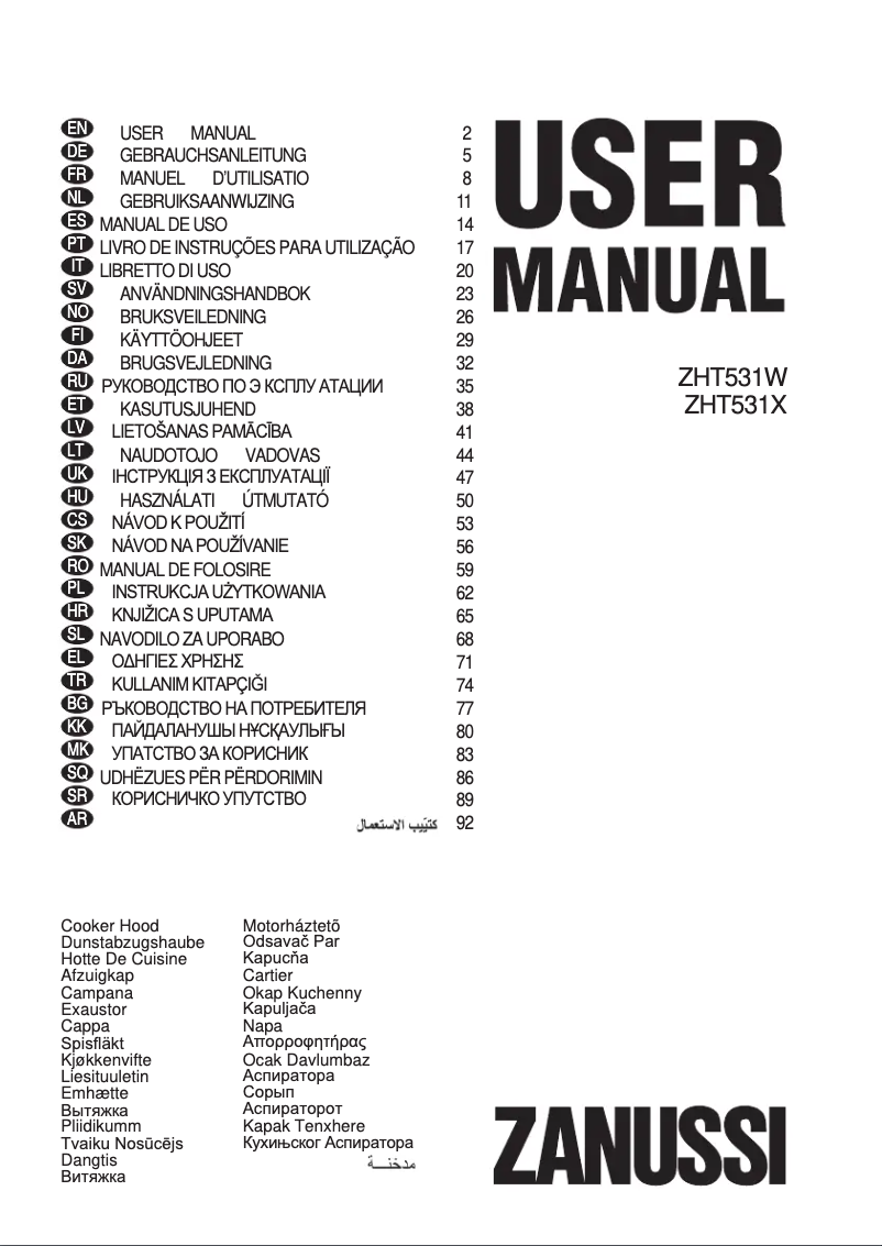 Página 1 del manual Manual de usuario Zanussi ZHT531W