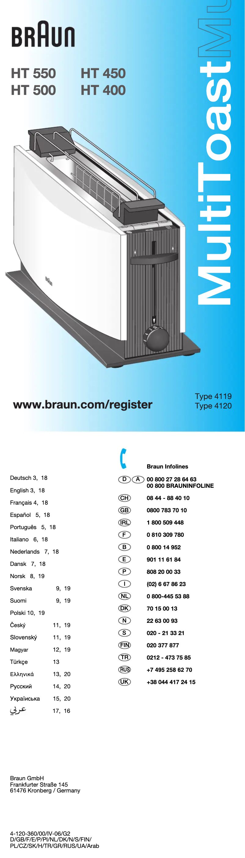 Página nº 1 - Manual de usuario Braun MultiToast 4120