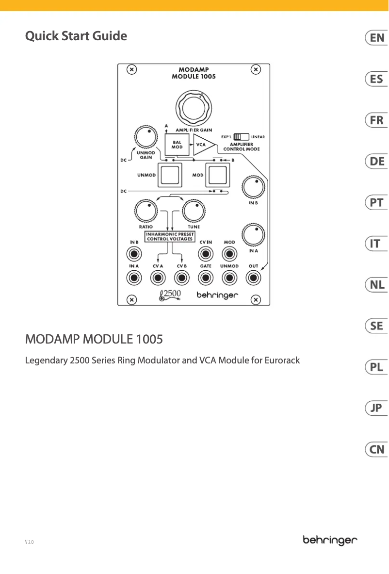 Imagen de la primera página del manual del dispositivo Modamp Module 1005