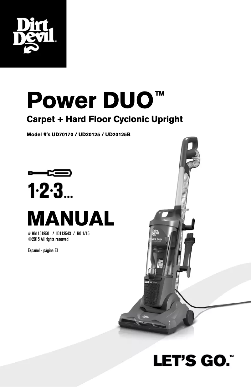 Página 1 del manual Manual de usuario Dirt Devil Power Duo UD20125B