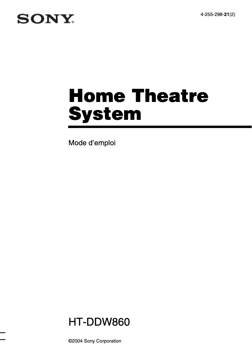 Página 1 del manual Manual de usuario Sony HT-DDW860