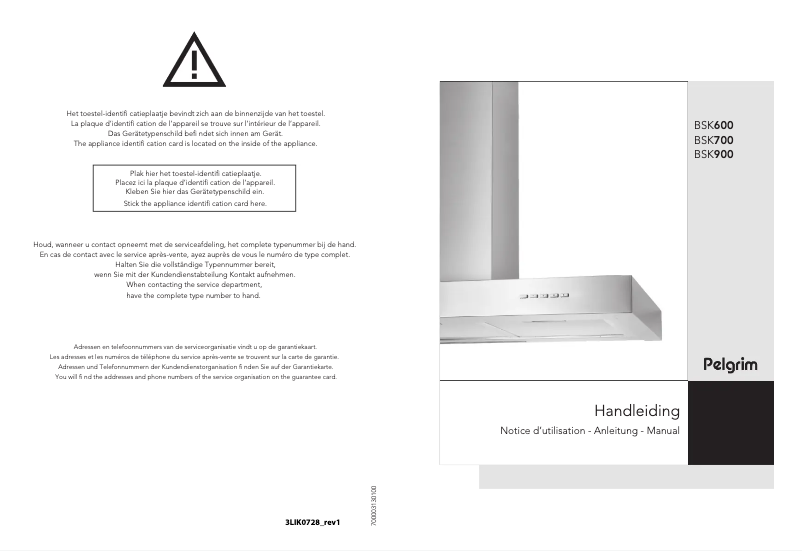 Imagen de la primera página del manual del dispositivo BSK700RVS