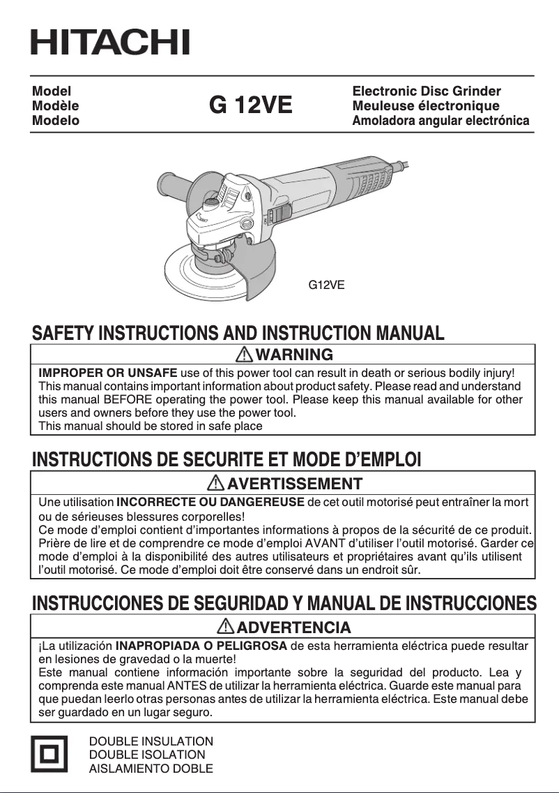 Imagen de la primera página del manual del dispositivo G12VE
