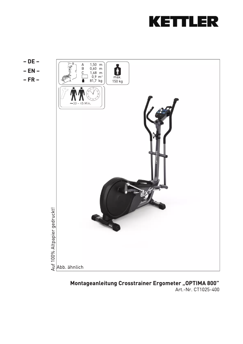 Página 1 del manual Manual de usuario Kettler Optima 800