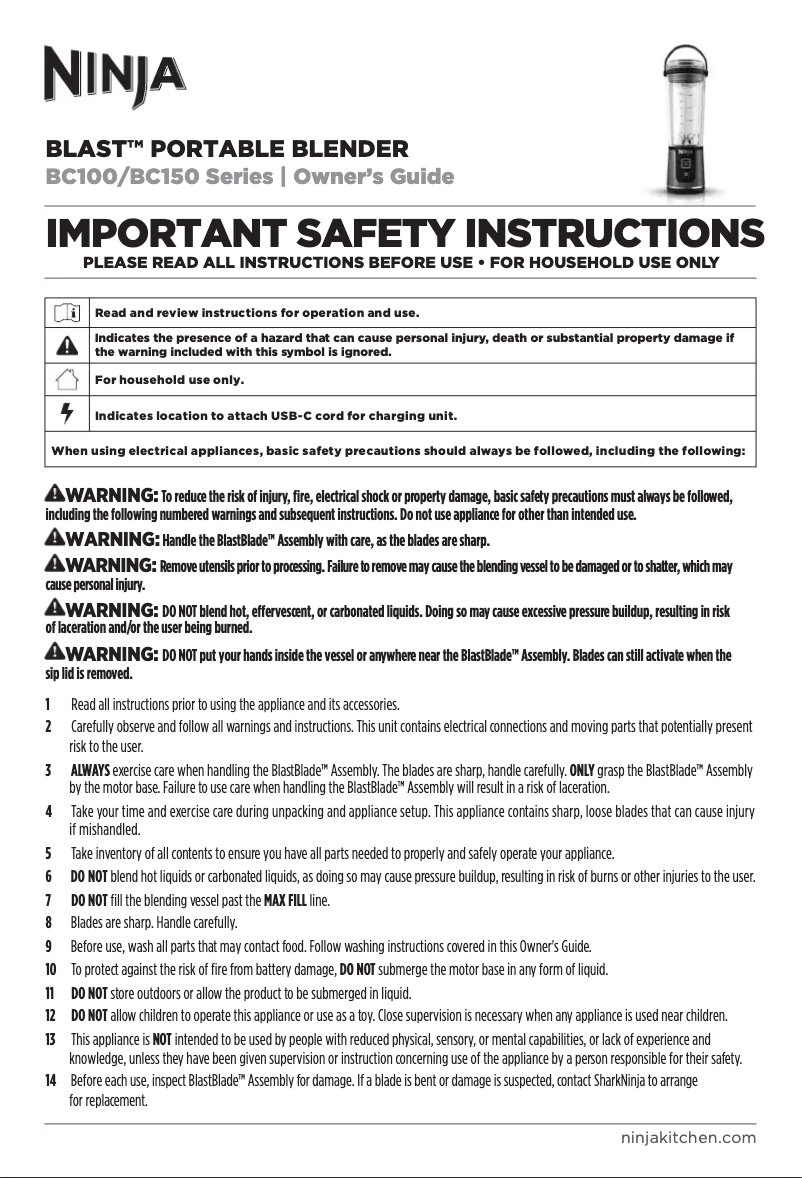 Imagen de la primera página del manual del dispositivo Blast BC151