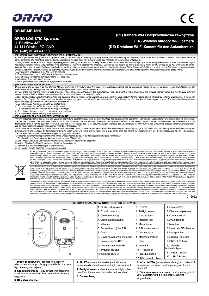 Página 1 del manual Manual de usuario ORNO OR-MT-ME-1809