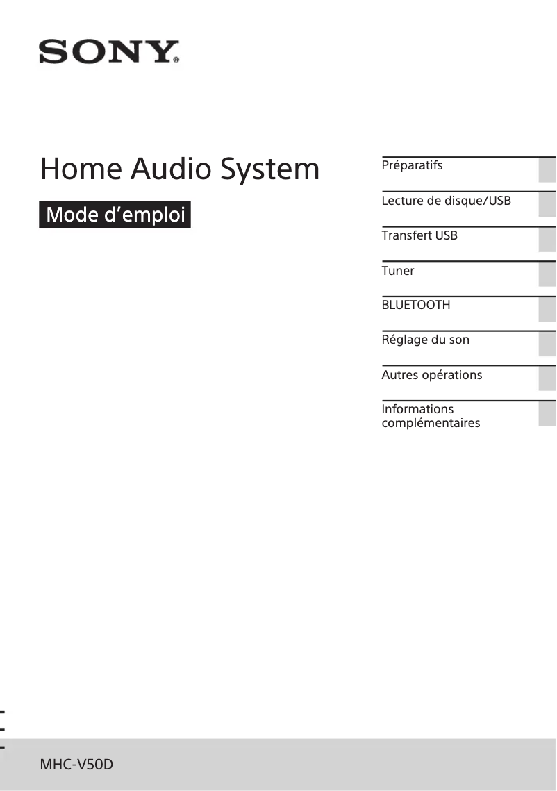 Imagen de la primera página del manual del dispositivo MHC-V50D