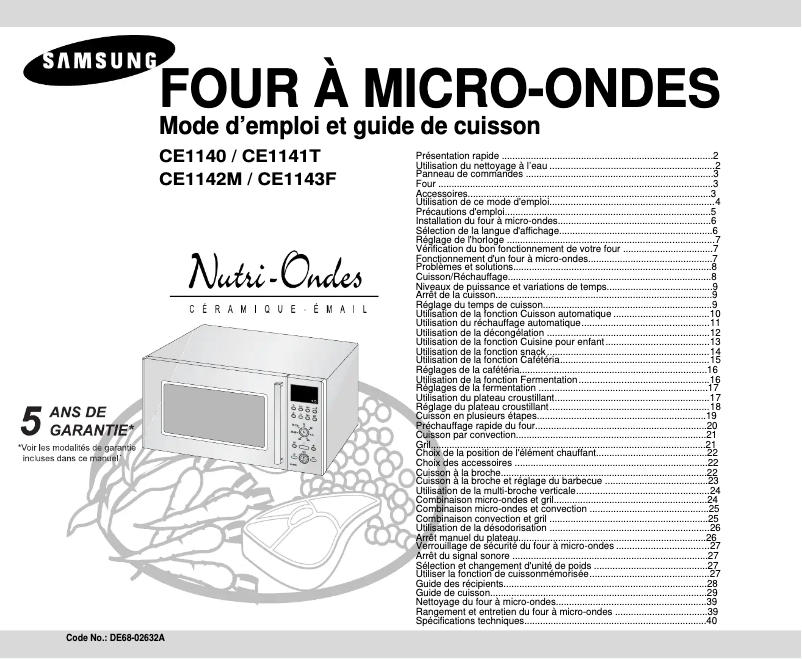 Imagen de la primera página del manual del dispositivo CE1141T