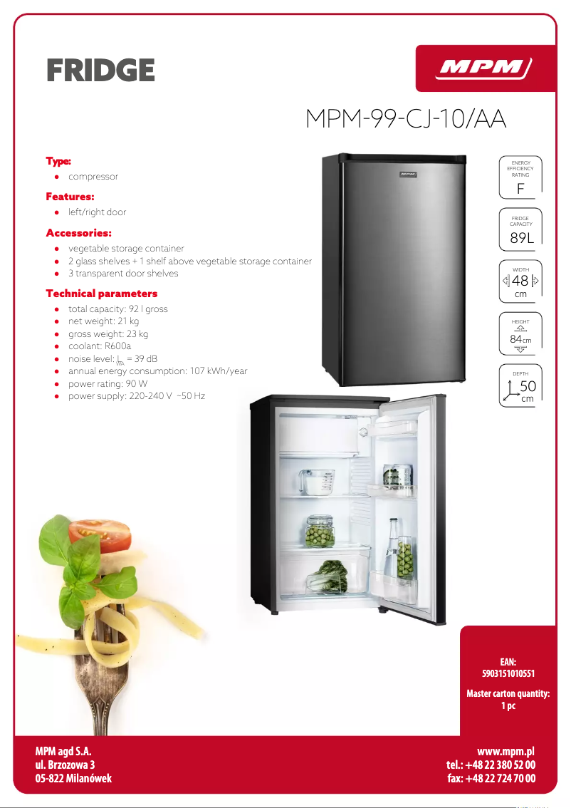 Página 1 del manual Ficha técnica MPM MPM-99-CJ-10/AA