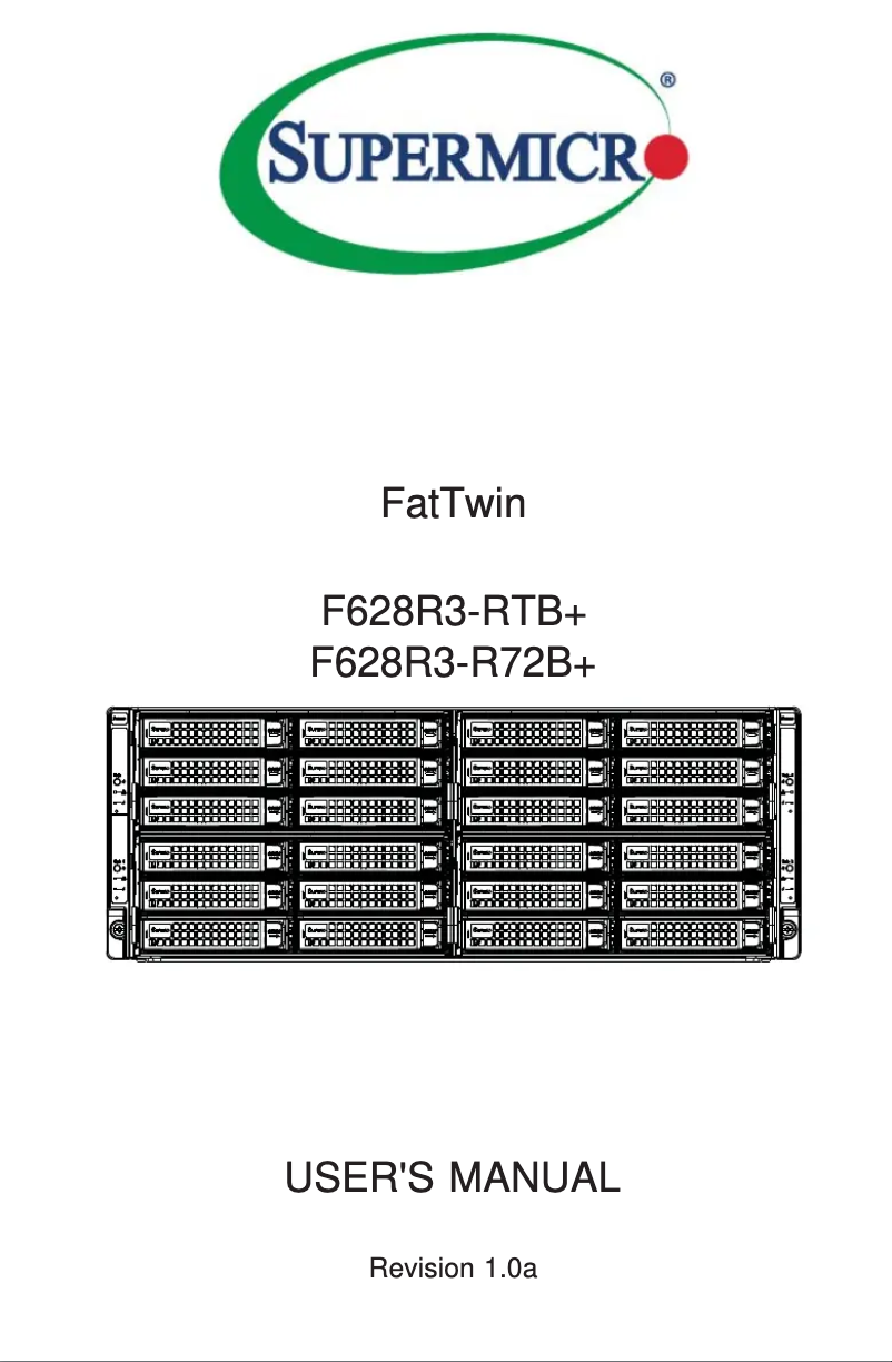 Imagen de la primera página del manual del dispositivo SuperServer F628R3-R72B+