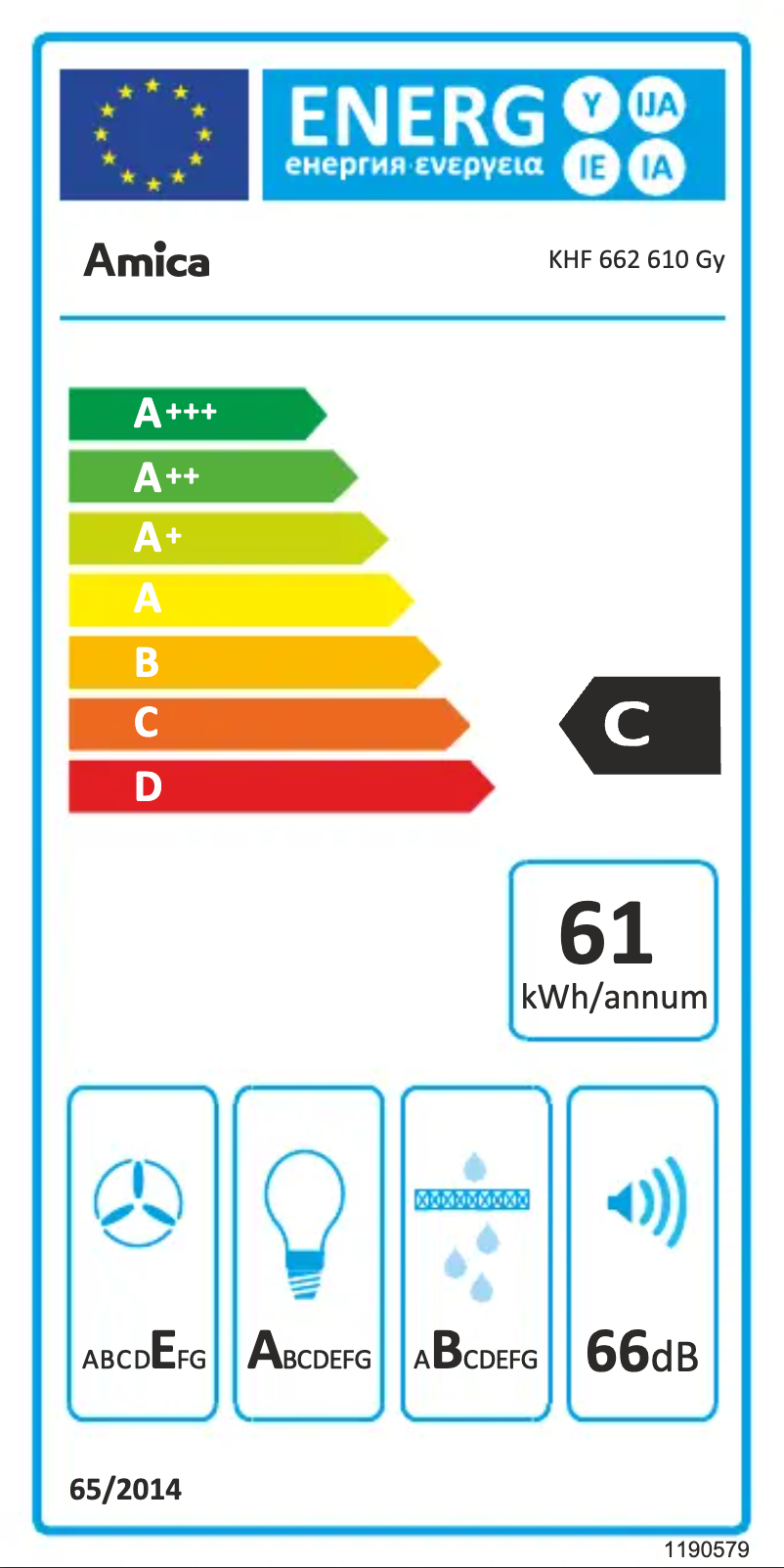 Página 1 del manual Etiqueta energética Amica KHF 662 610 Gy