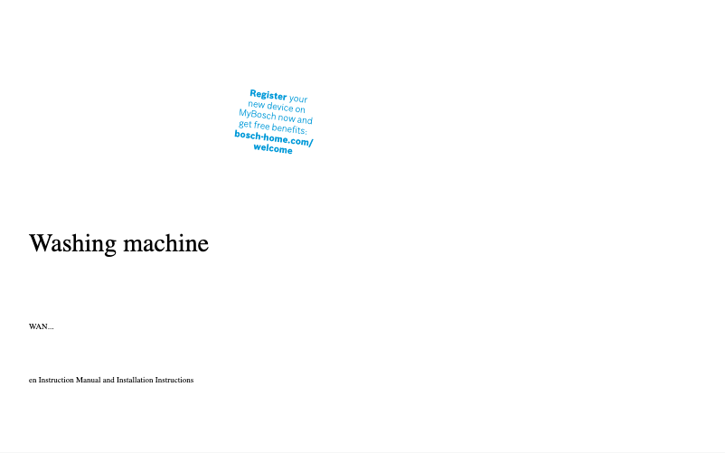Página 1 del manual Guía de instalación Bosch WAN28050GB