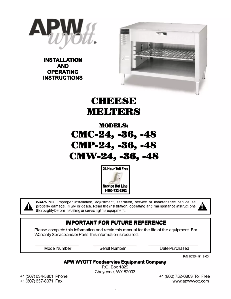 Página 1 del manual Manual de usuario APW Wyott CMC-36