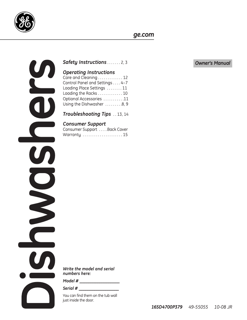 Imagen de la primera página del manual del dispositivo GLD4560NSS