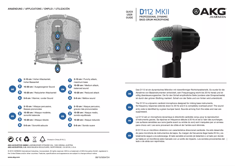 Página 1 del manual Manual de instrucciones AKG D112 MKII