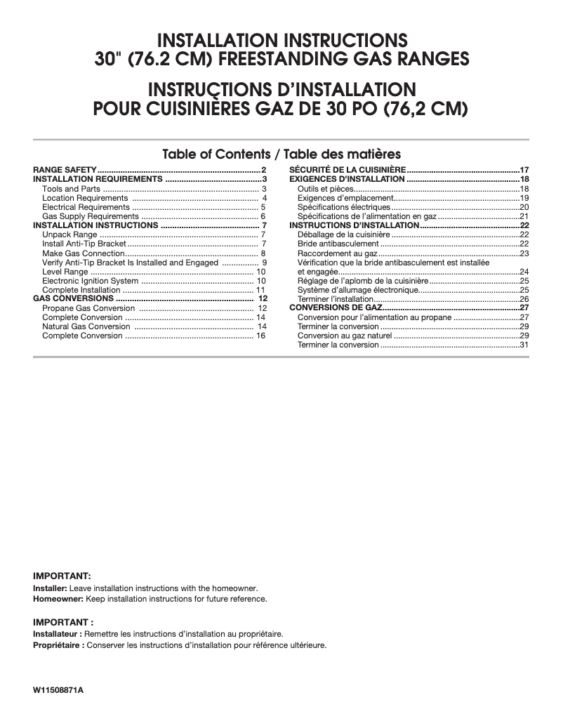Página 1 del manual Guía de instalación Whirlpool WFG505M0BS