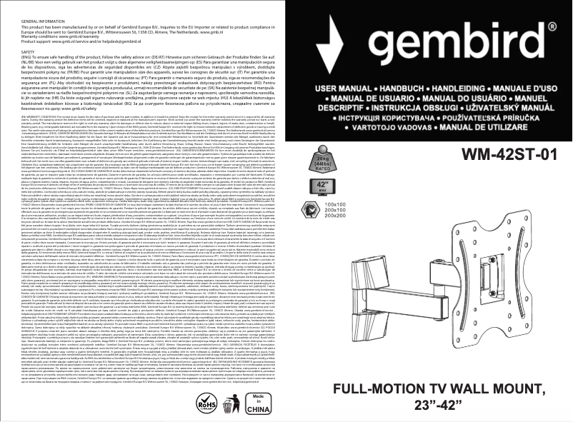 Imagen de la primera página del manual del dispositivo WM-42ST-01