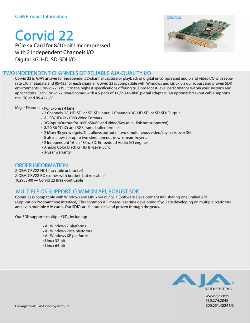 Página 1 del manual Manual de usuario AJA Corvid 22